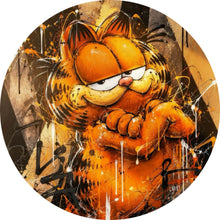 Lade das Bild in den Galerie-Viewer, Aluminiumbild Modern Art Cartoon Katze im Street Art Stil Kreis
