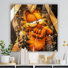 Lade das Bild in den Galerie-Viewer, Leinwandbild Modern Art Cartoon Katze im Street Art Stil Quadrat

