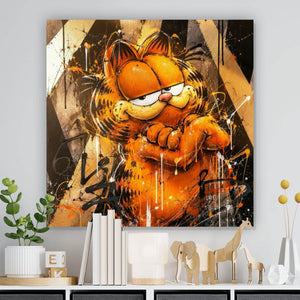 Spannrahmenbild Modern Art Cartoon Katze im Street Art Stil Quadrat