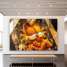 Lade das Bild in den Galerie-Viewer, Leinwandbild Modern Art Cartoon Katze im Street Art Stil Querformat
