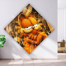 Lade das Bild in den Galerie-Viewer, Acrylglasbild Modern Art Cartoon Katze im Street Art Stil Raute
