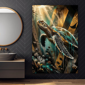 Poster Modern Art Schildkröte im Street Art Stil Hochformat