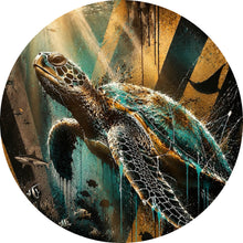 Lade das Bild in den Galerie-Viewer, Aluminiumbild Modern Art Schildkröte im Street Art Stil Kreis
