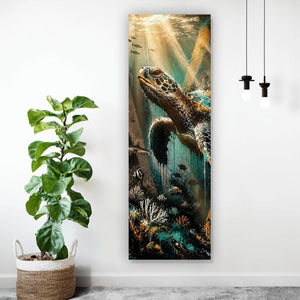 Acrylglasbild Modern Art Schildkröte im Street Art Stil Panorama Hoch
