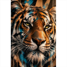 Lade das Bild in den Galerie-Viewer, Leinwandbild Modern Art Tiger im Street Art Stil Hochformat
