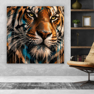 Acrylglasbild Modern Art Tiger im Street Art Stil Quadrat