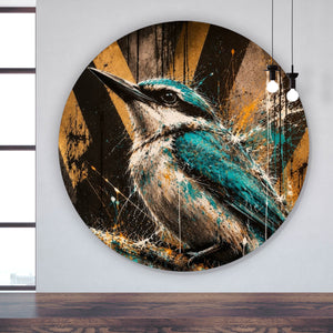Aluminiumbild Modern Art Vogel im Street Art Stil Kreis