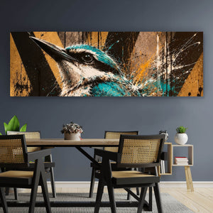 Acrylglasbild Modern Art Vogel im Street Art Stil Panorama
