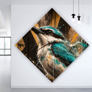 Aluminiumbild Modern Art Vogel im Street Art Stil Raute