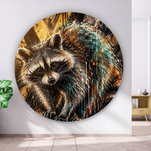Lade das Bild in den Galerie-Viewer, Aluminiumbild Modern Art Waschbär im Street Art Stil Kreis
