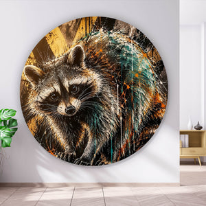 Aluminiumbild Modern Art Waschbär im Street Art Stil Kreis