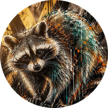Lade das Bild in den Galerie-Viewer, Aluminiumbild Modern Art Waschbär im Street Art Stil Kreis
