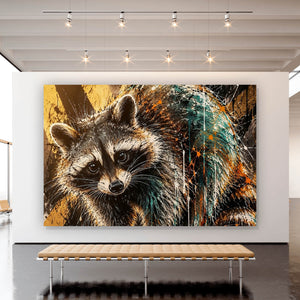Leinwandbild Modern Art Waschbär im Street Art Stil Querformat