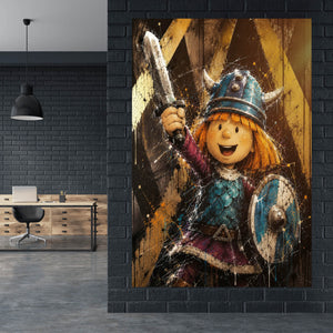 Poster Modern Art Wikinger im Street Art Stil Hochformat