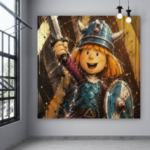 Aluminiumbild Modern Art Wikinger im Street Art Stil Quadrat