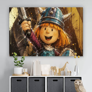 Poster Modern Art Wikinger im Street Art Stil Querformat