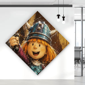 Poster Modern Art Wikinger im Street Art Stil Raute
