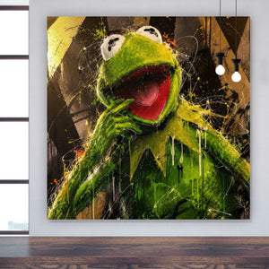 Aluminiumbild Modern Art Frosch im Street Art Stil Quadrat