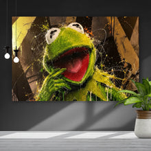 Lade das Bild in den Galerie-Viewer, Leinwandbild Modern Art Frosch im Street Art Stil Querformat
