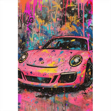 Lade das Bild in den Galerie-Viewer, Leinwandbild Moderner Sportwagen Graffiti Hochformat
