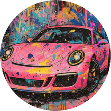 Lade das Bild in den Galerie-Viewer, Aluminiumbild Moderner Sportwagen Graffiti Kreis
