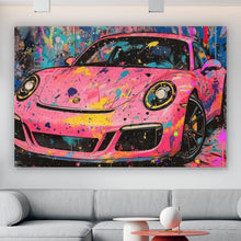 Lade das Bild in den Galerie-Viewer, Aluminiumbild gebürstet Moderner Sportwagen Graffiti Querformat
