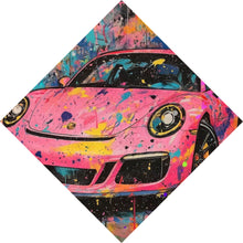 Lade das Bild in den Galerie-Viewer, Aluminiumbild gebürstet Moderner Sportwagen Graffiti Raute
