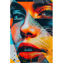 Lade das Bild in den Galerie-Viewer, Aluminiumbild gebürstet Modernes abstraktes Gesicht einer Frau Hochformat
