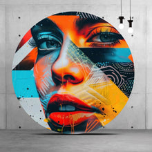 Lade das Bild in den Galerie-Viewer, Aluminiumbild Modernes abstraktes Gesicht einer Frau Kreis
