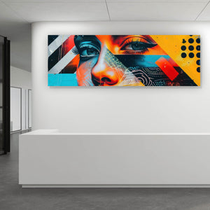 Acrylglasbild Modernes abstraktes Gesicht einer Frau Panorama