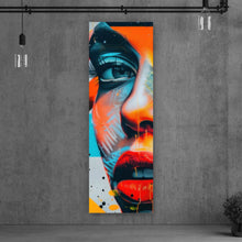 Lade das Bild in den Galerie-Viewer, Aluminiumbild gebürstet Modernes abstraktes Gesicht einer Frau Panorama Hoch
