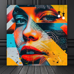 Acrylglasbild Modernes abstraktes Gesicht einer Frau Quadrat