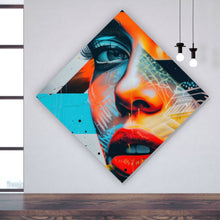 Lade das Bild in den Galerie-Viewer, Aluminiumbild Modernes abstraktes Gesicht einer Frau Raute
