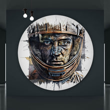 Lade das Bild in den Galerie-Viewer, Aluminiumbild Modernes abstraktes Porträt im Helm Kreis
