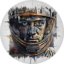 Lade das Bild in den Galerie-Viewer, Aluminiumbild Modernes abstraktes Porträt im Helm Kreis
