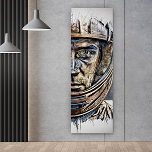 Acrylglasbild Modernes abstraktes Porträt im Helm Panorama Hoch