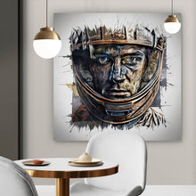 Lade das Bild in den Galerie-Viewer, Aluminiumbild gebürstet Modernes abstraktes Porträt im Helm Quadrat

