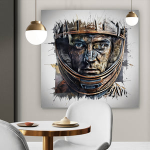 Acrylglasbild Modernes abstraktes Porträt im Helm Quadrat
