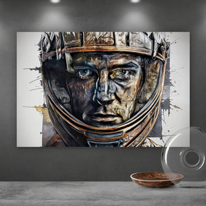 Acrylglasbild Modernes abstraktes Porträt im Helm Querformat