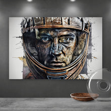 Lade das Bild in den Galerie-Viewer, Spannrahmenbild Modernes abstraktes Porträt im Helm Querformat
