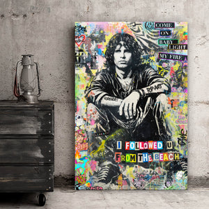 Spannrahmenbild Modernes Musik Pop Art mit Schriftzug Hochformat