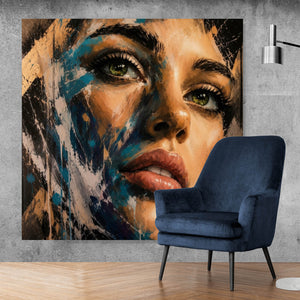 Leinwandbild Modernes Porträt im Street Art Stil Quadrat