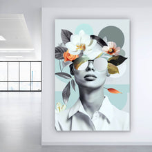 Lade das Bild in den Galerie-Viewer, Aluminiumbild Modernes  Porträt mit Blumenarrangement Hochformat
