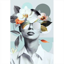 Lade das Bild in den Galerie-Viewer, Leinwandbild Modernes  Porträt mit Blumenarrangement Hochformat
