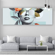 Lade das Bild in den Galerie-Viewer, Aluminiumbild gebürstet Modernes  Porträt mit Blumenarrangement Panorama
