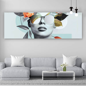 Acrylglasbild Modernes  Porträt mit Blumenarrangement Panorama