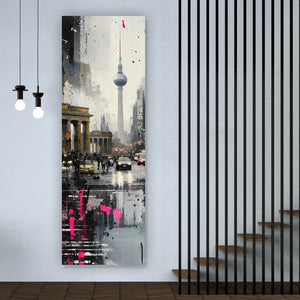Poster Modernes Stadtbild mit dynamischem Flair Panorama Hoch
