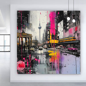 Acrylglasbild Modernes Stadtbild mit dynamischem Flair Quadrat