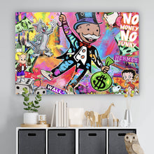 Lade das Bild in den Galerie-Viewer, Aluminiumbild Bunte Monopoly Collage Pop Art Querformat
