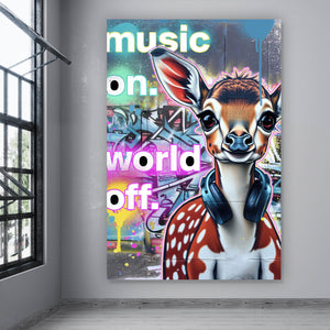 Leinwandbild Musik on Bambi Street Art Hochformat